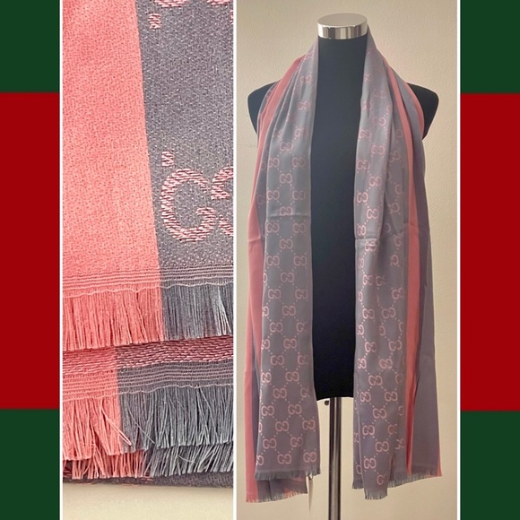G Monogram Accessories - Monogram Oversized Scarf - Gray & Pink